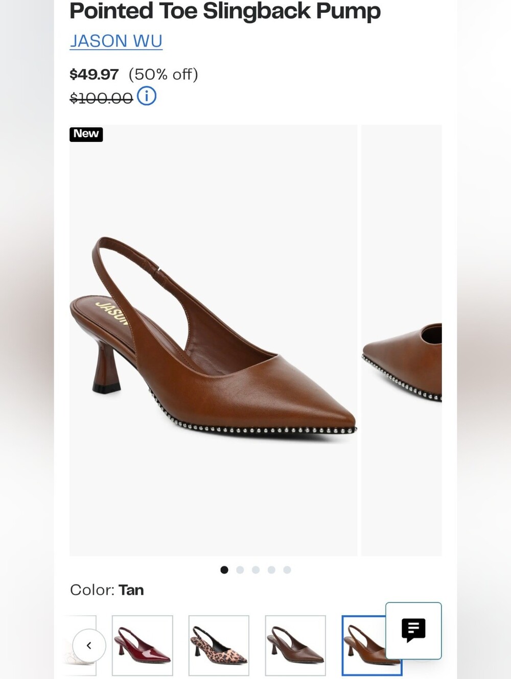 NWT Jason Wu Brown Studded Slingback Kitten Heels